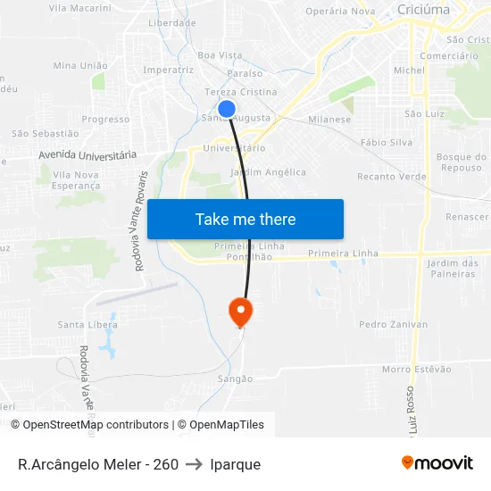 R.Arcângelo Meler - 260 to Iparque map