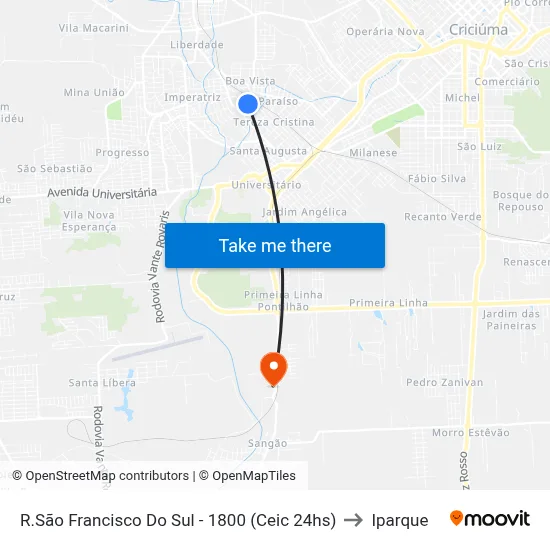 R.São Francisco Do Sul - 1800 (Ceic 24hs) to Iparque map
