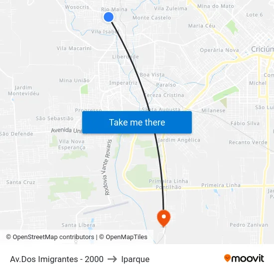Av.Dos Imigrantes - 2000 to Iparque map