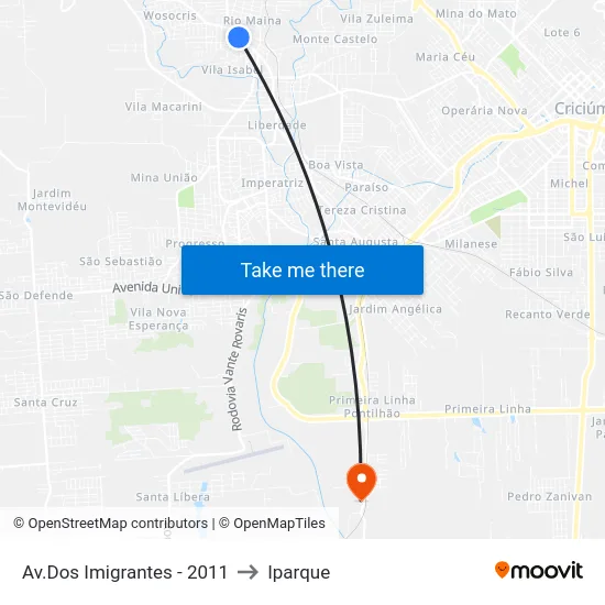 Av.Dos Imigrantes - 2011 to Iparque map