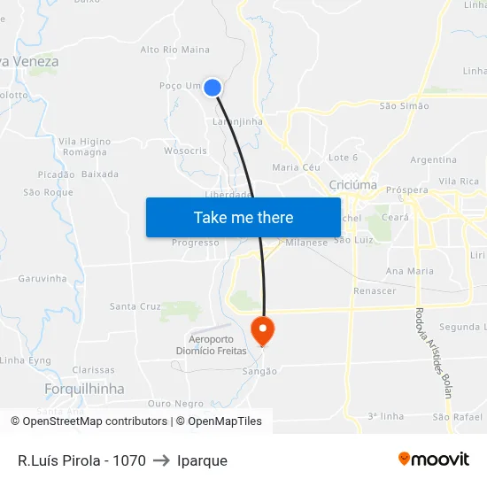R.Luís Pirola - 1070 to Iparque map
