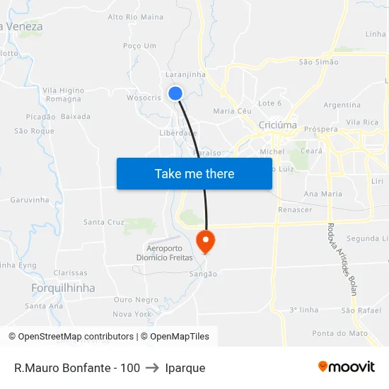 R.Mauro Bonfante - 100 to Iparque map