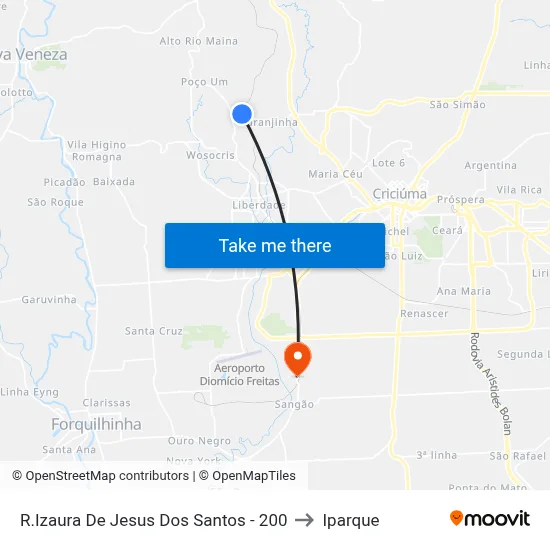 R.Izaura De Jesus Dos Santos - 200 to Iparque map