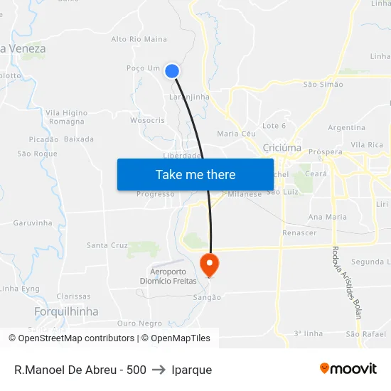 R.Manoel De Abreu - 500 to Iparque map