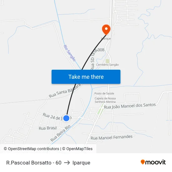 R.Pascoal Borsatto - 60 to Iparque map