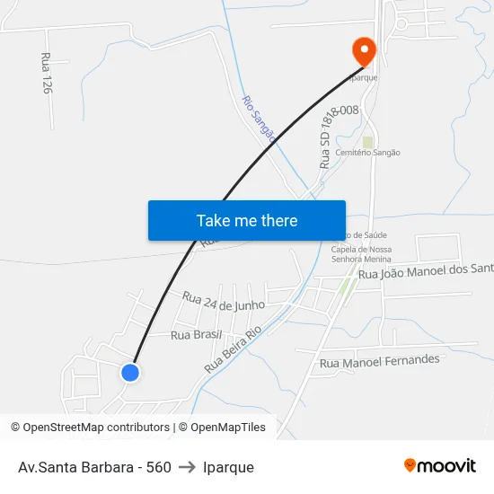 Av.Santa Barbara - 560 to Iparque map