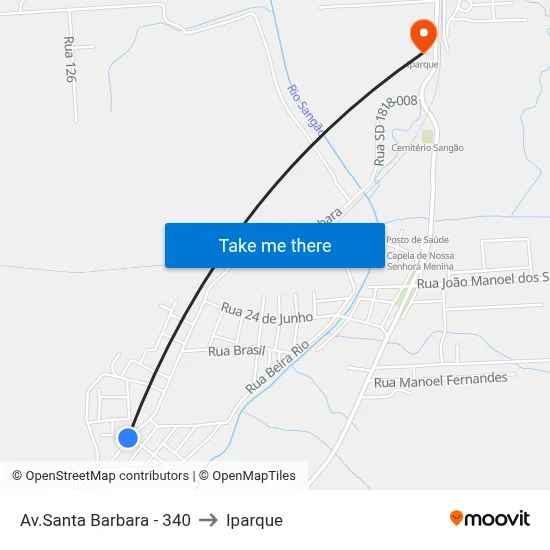 Av.Santa Barbara - 340 to Iparque map