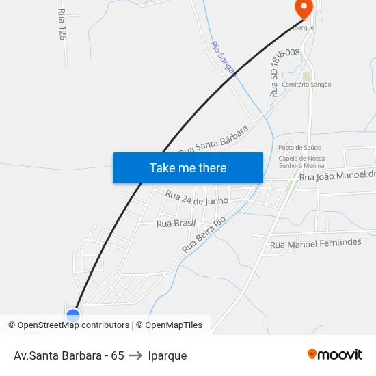 Av.Santa Barbara - 65 to Iparque map