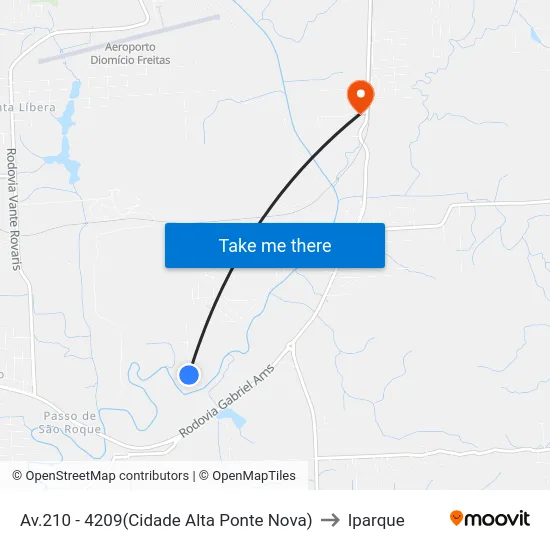 Av.210 - 4209(Cidade Alta Ponte Nova) to Iparque map
