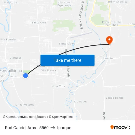 Rod.Gabriel Arns - 5560 to Iparque map