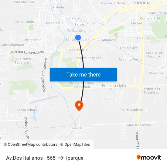 Av.Dos Italianos - 565 to Iparque map