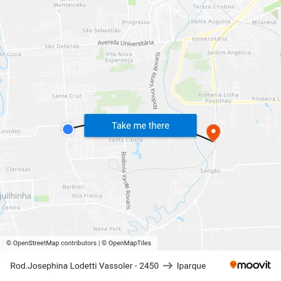 Rod.Josephina Lodetti Vassoler - 2450 to Iparque map