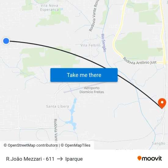 R.João Mezzari - 611 to Iparque map