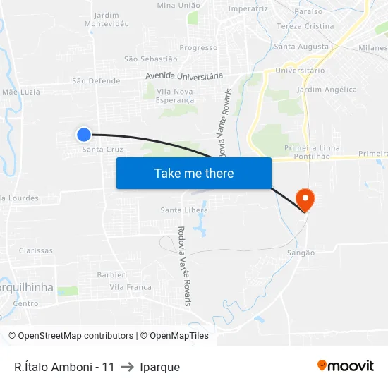 R.Ítalo Amboni - 11 to Iparque map
