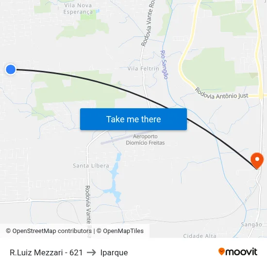 R.Luiz Mezzari - 621 to Iparque map