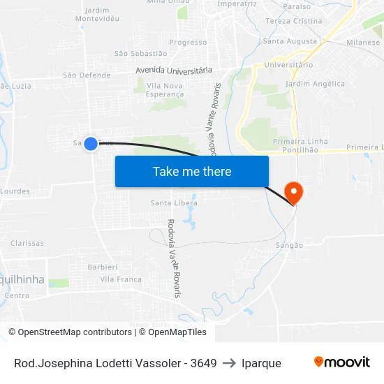 Rod.Josephina Lodetti Vassoler - 3649 to Iparque map