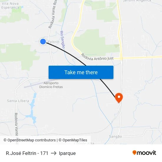 R.José Feltrin - 171 to Iparque map