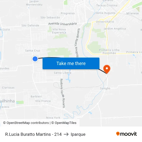 R.Lucia Buratto Martins - 214 to Iparque map