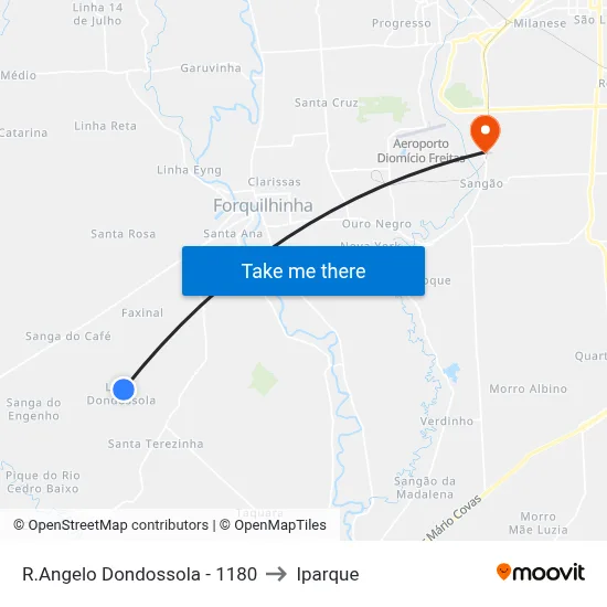 R.Angelo Dondossola - 1180 to Iparque map