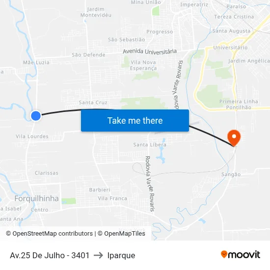 Av.25 De Julho - 3401 to Iparque map