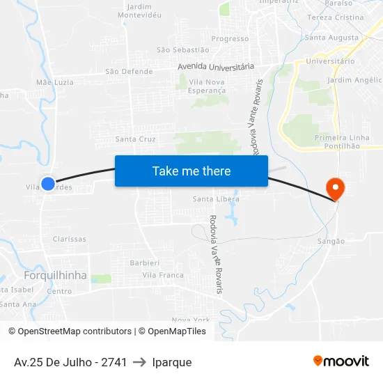 Av.25 De Julho - 2741 to Iparque map