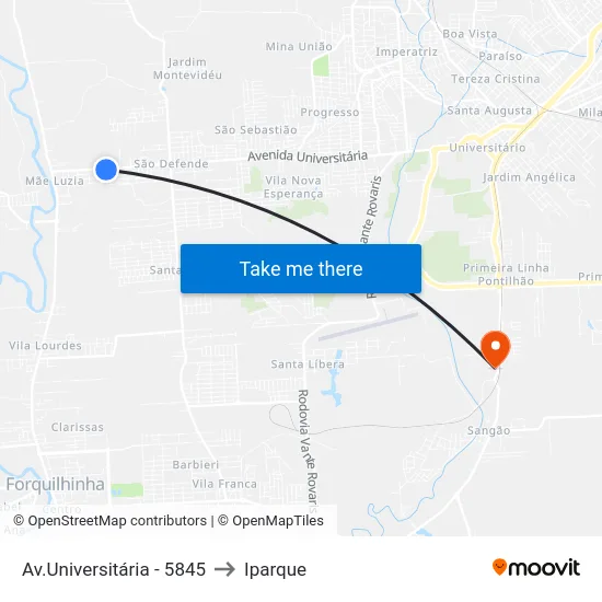 Av.Universitária - 5845 to Iparque map