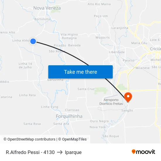 R.Alfredo Pessi - 4130 to Iparque map