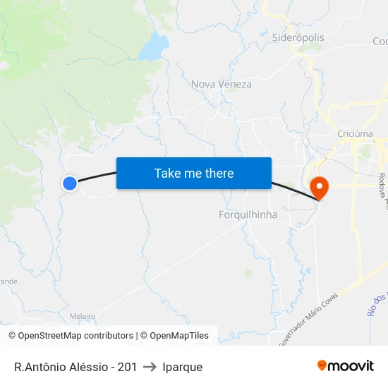 R.Antônio Aléssio - 201 to Iparque map