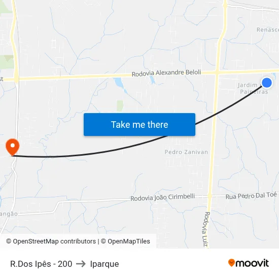 R.Dos Ipês - 200 to Iparque map