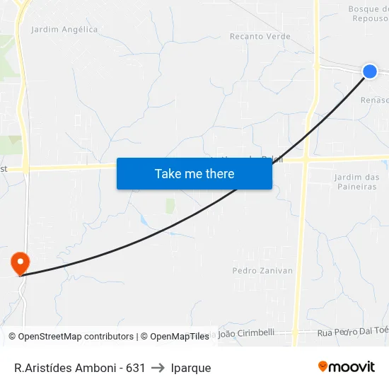 R.Aristídes Amboni - 631 to Iparque map