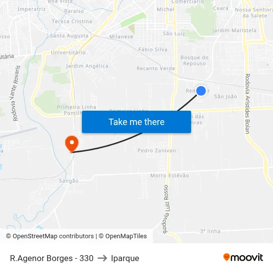 R.Agenor Borges - 330 to Iparque map