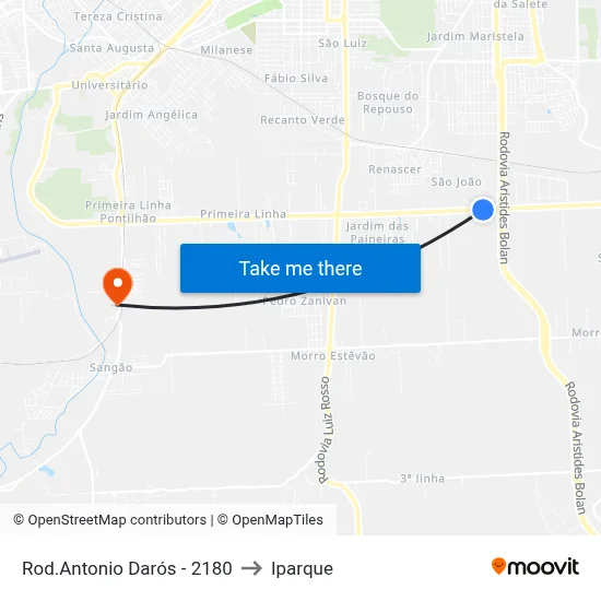 Rod.Antonio Darós - 2180 to Iparque map