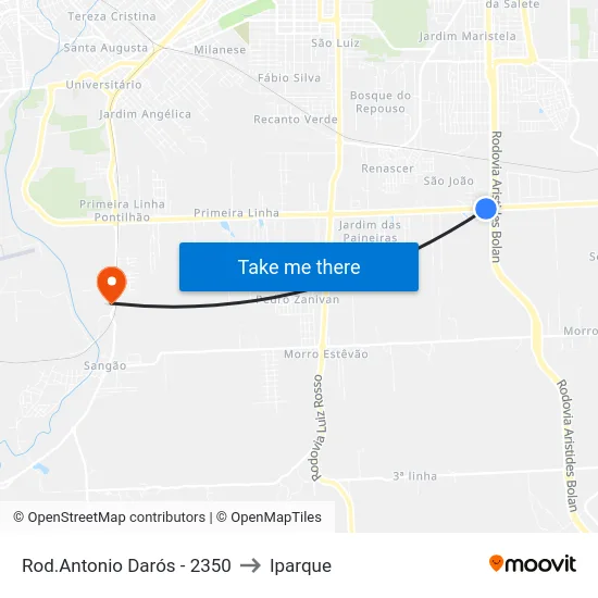 Rod.Antonio Darós - 2350 to Iparque map