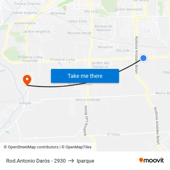 Rod.Antonio Darós - 2930 to Iparque map