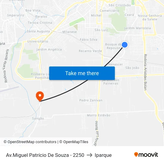 Av.Miguel Patrício De Souza - 2250 to Iparque map