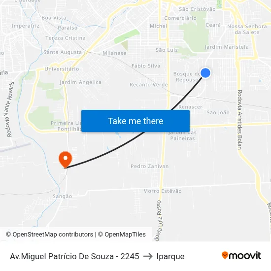Av.Miguel Patrício De Souza - 2245 to Iparque map
