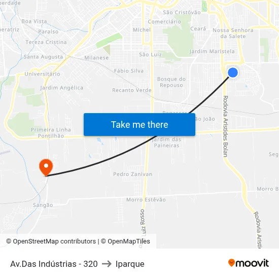 Av.Das Indústrias - 320 to Iparque map