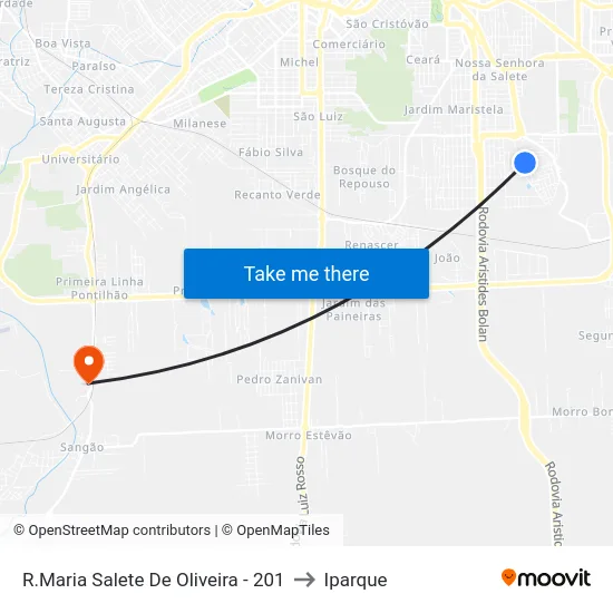 R.Maria Salete De Oliveira - 201 to Iparque map