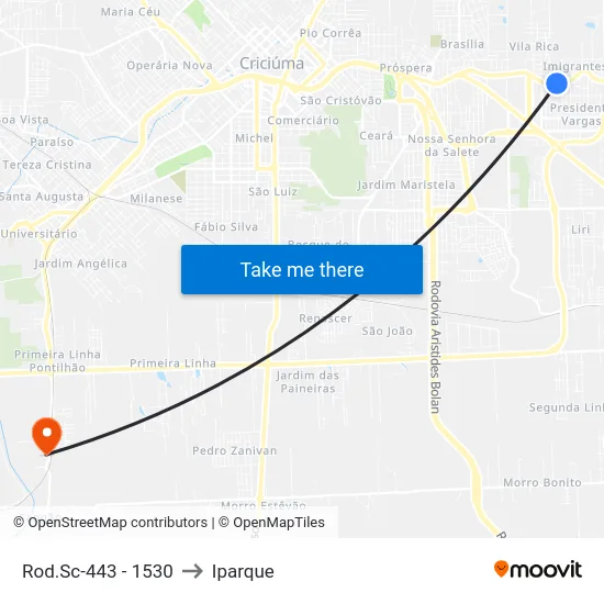 Rod.Sc-443 - 1530 to Iparque map