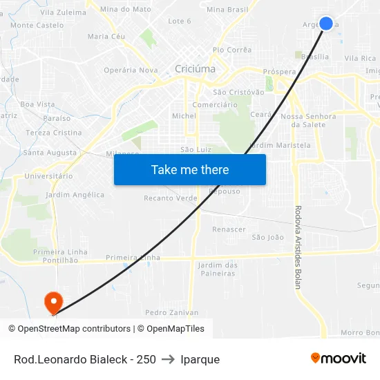 Rod.Leonardo Bialeck - 250 to Iparque map