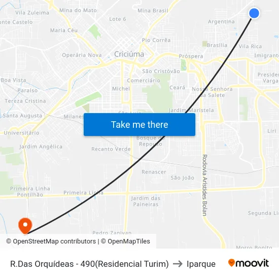 R.Das Orquídeas - 490(Residencial Turim) to Iparque map