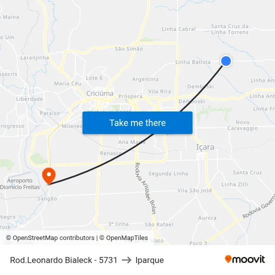 Rod.Leonardo Bialeck - 5731 to Iparque map