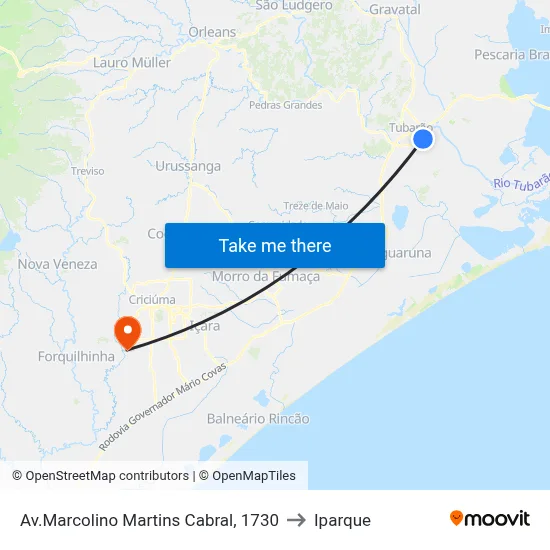 Av.Marcolino Martins Cabral, 1730 to Iparque map