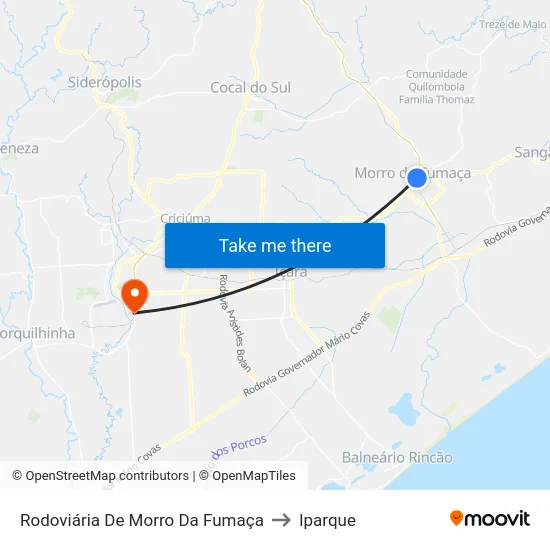 Rodoviária De Morro Da Fumaça to Iparque map