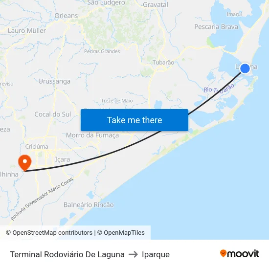 Terminal Rodoviário De Laguna to Iparque map