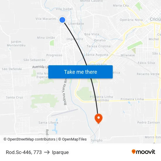 Rod.Sc-446, 773 to Iparque map