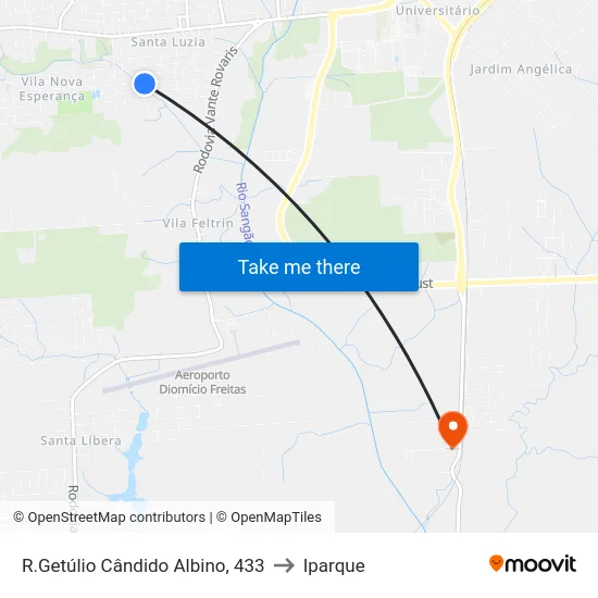 R.Getúlio Cândido Albino, 433 to Iparque map