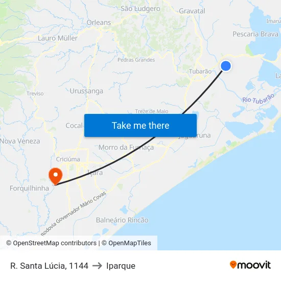 R. Santa Lúcia, 1144 to Iparque map