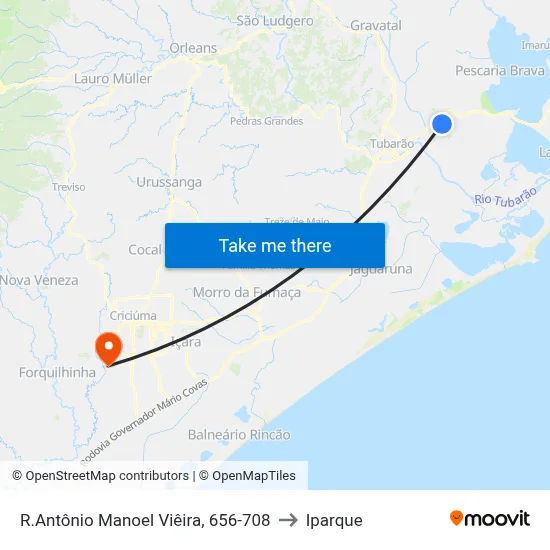 R.Antônio Manoel Viêira, 656-708 to Iparque map