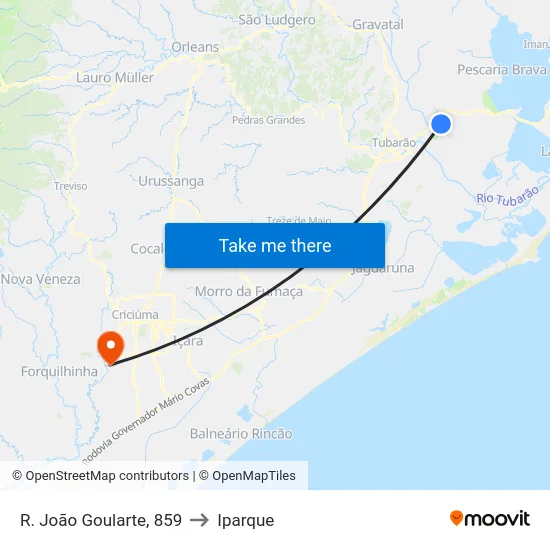 R. João Goularte, 859 to Iparque map
